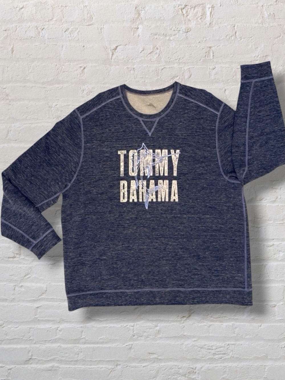 Tommy Bahama Maritime Marlin Flip Sweatshirt Ocean Deeps Heather Men’s XL